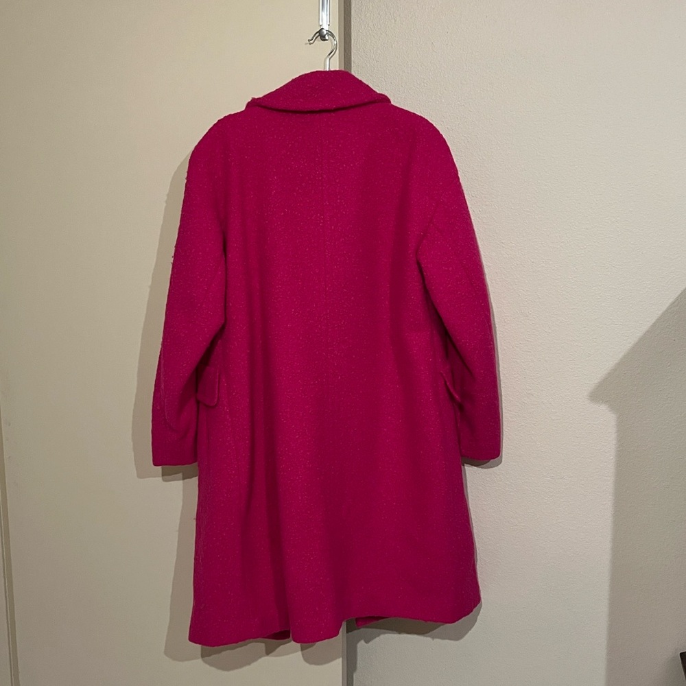 Bright Pink Boucle Trench Coat - Picture 2 of 6